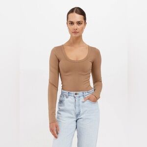 Abercrombie & Fitch | Brown Rib Long Sleeve Top